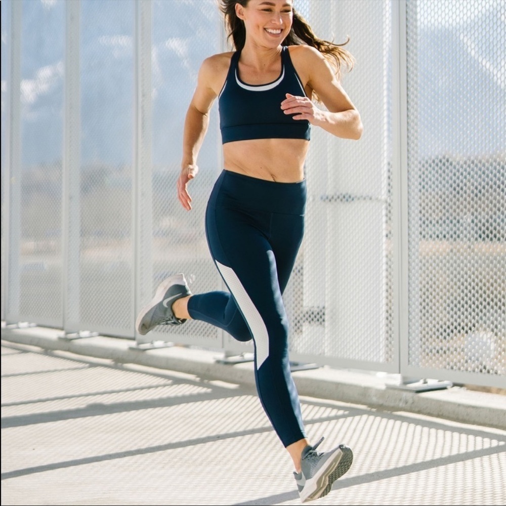 ZYIA Primo Mesh Panel Leggings Blue White 0